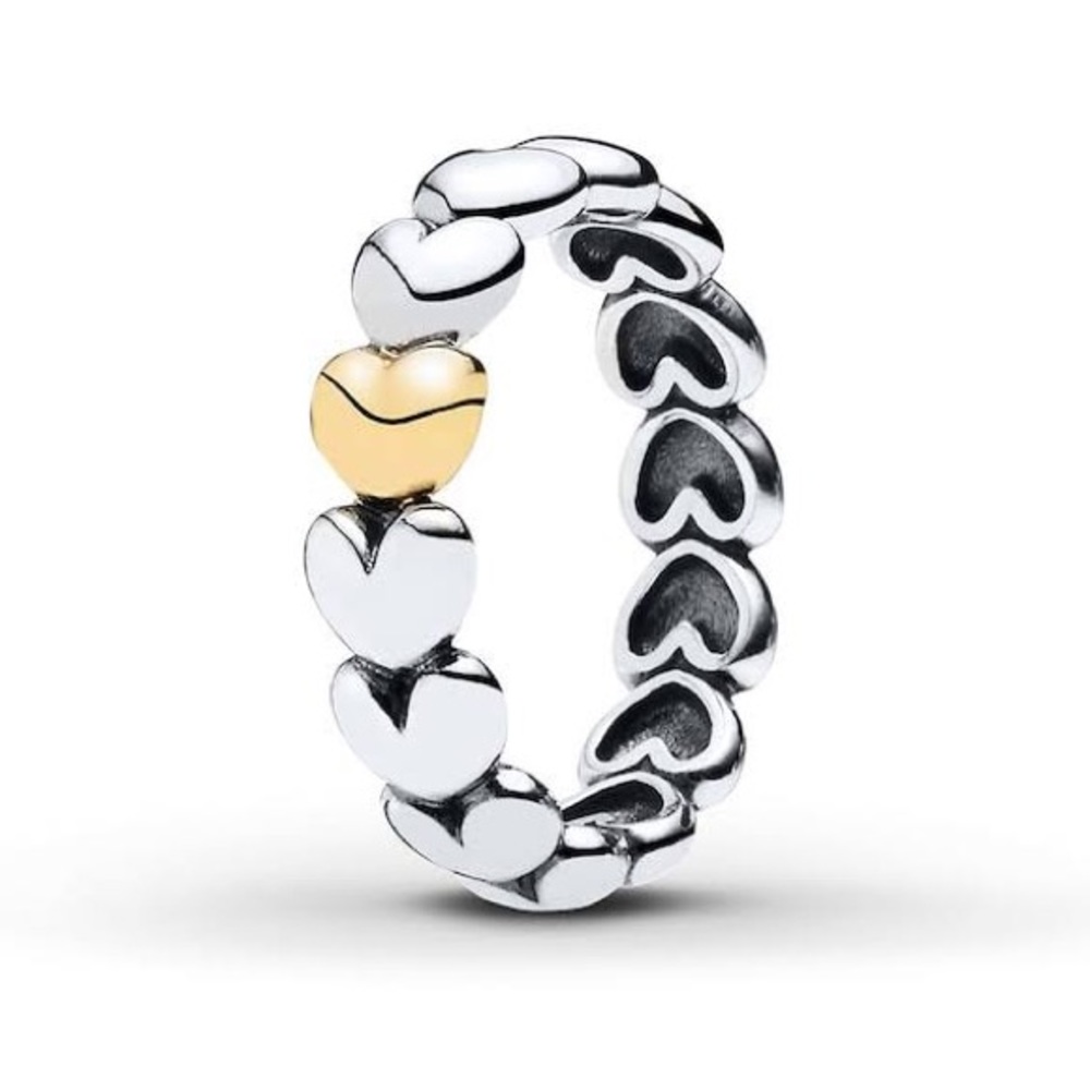 Pandora One True Love Ring (Silver, 14kt Gold)